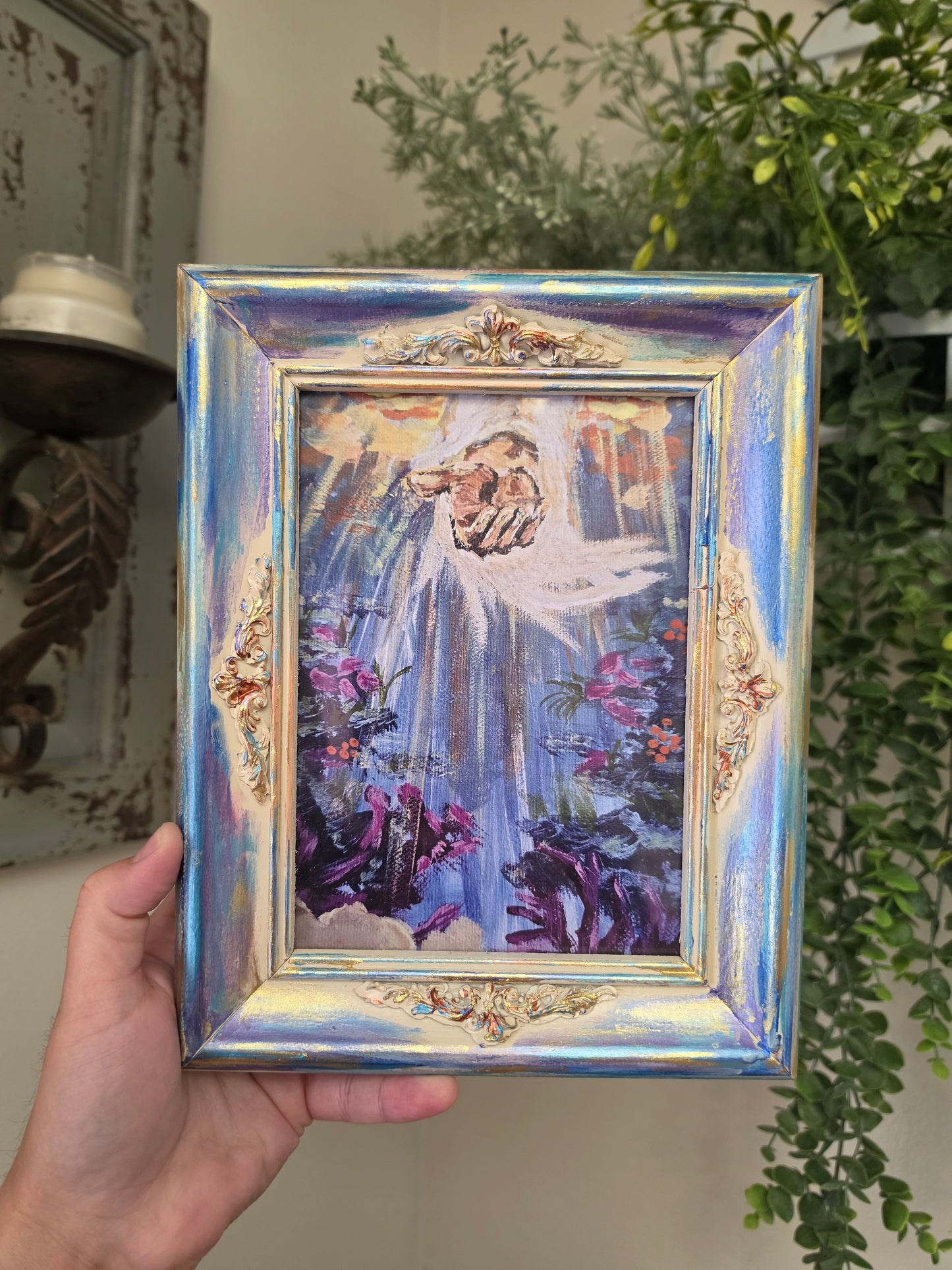 Beauty At Rock Bottom. Print Inside Handmade Painted Frame.