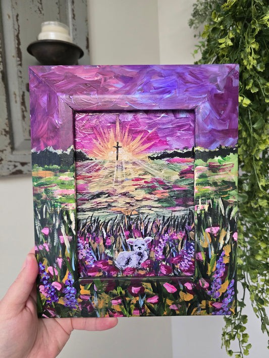 He Left The 99. Art Print Inside Painted Wooden Frame.