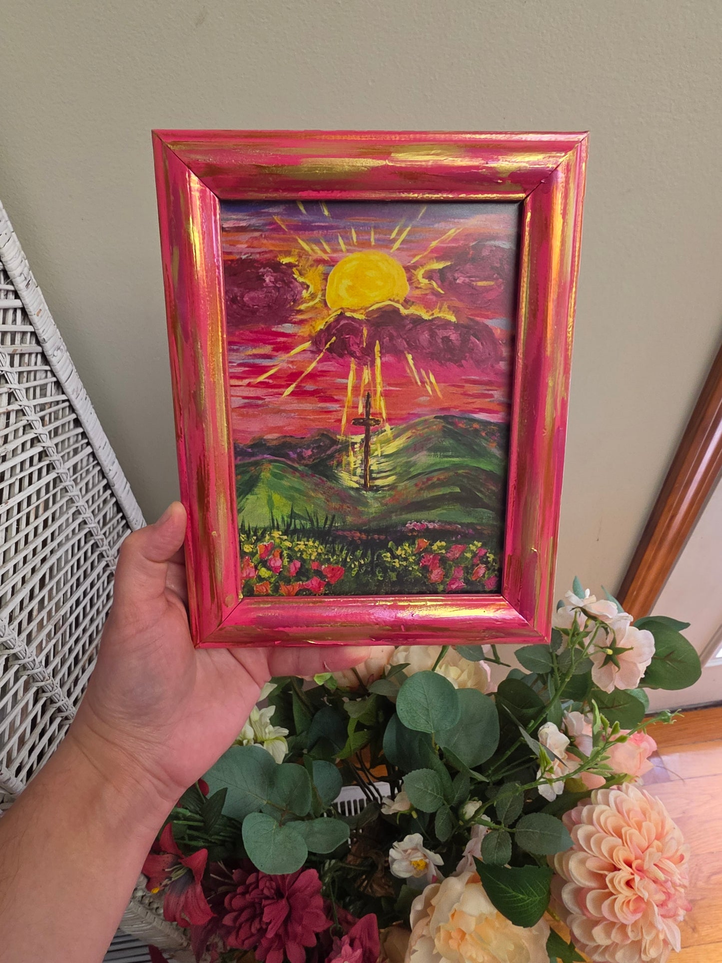 The Light Will Prevail. Print Inside Hand Painted Frame.