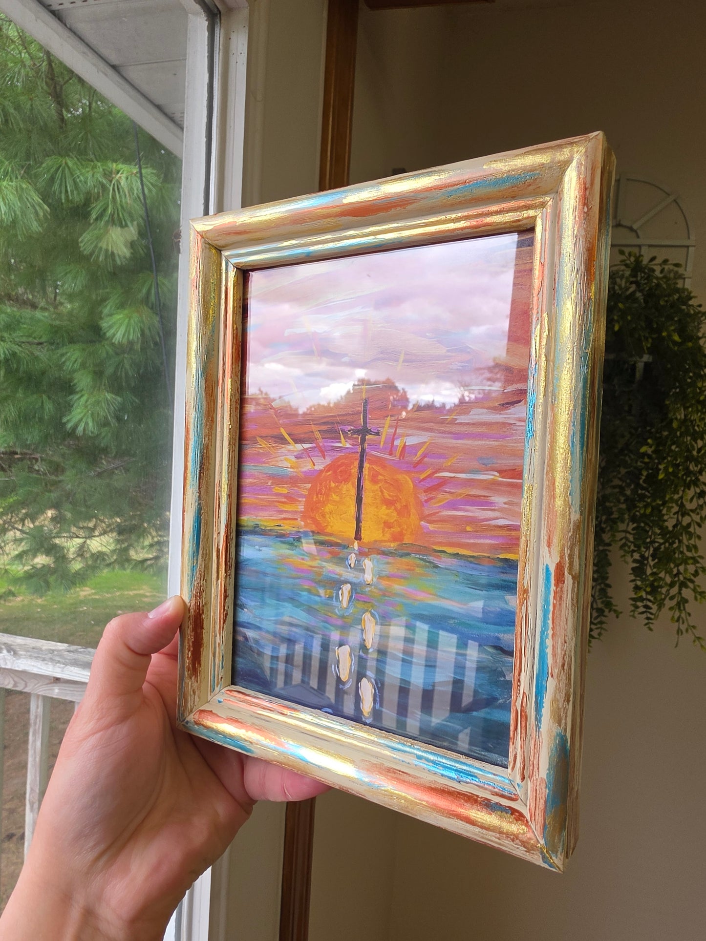 Selfless. Print Inside Hand Painted Frame.
