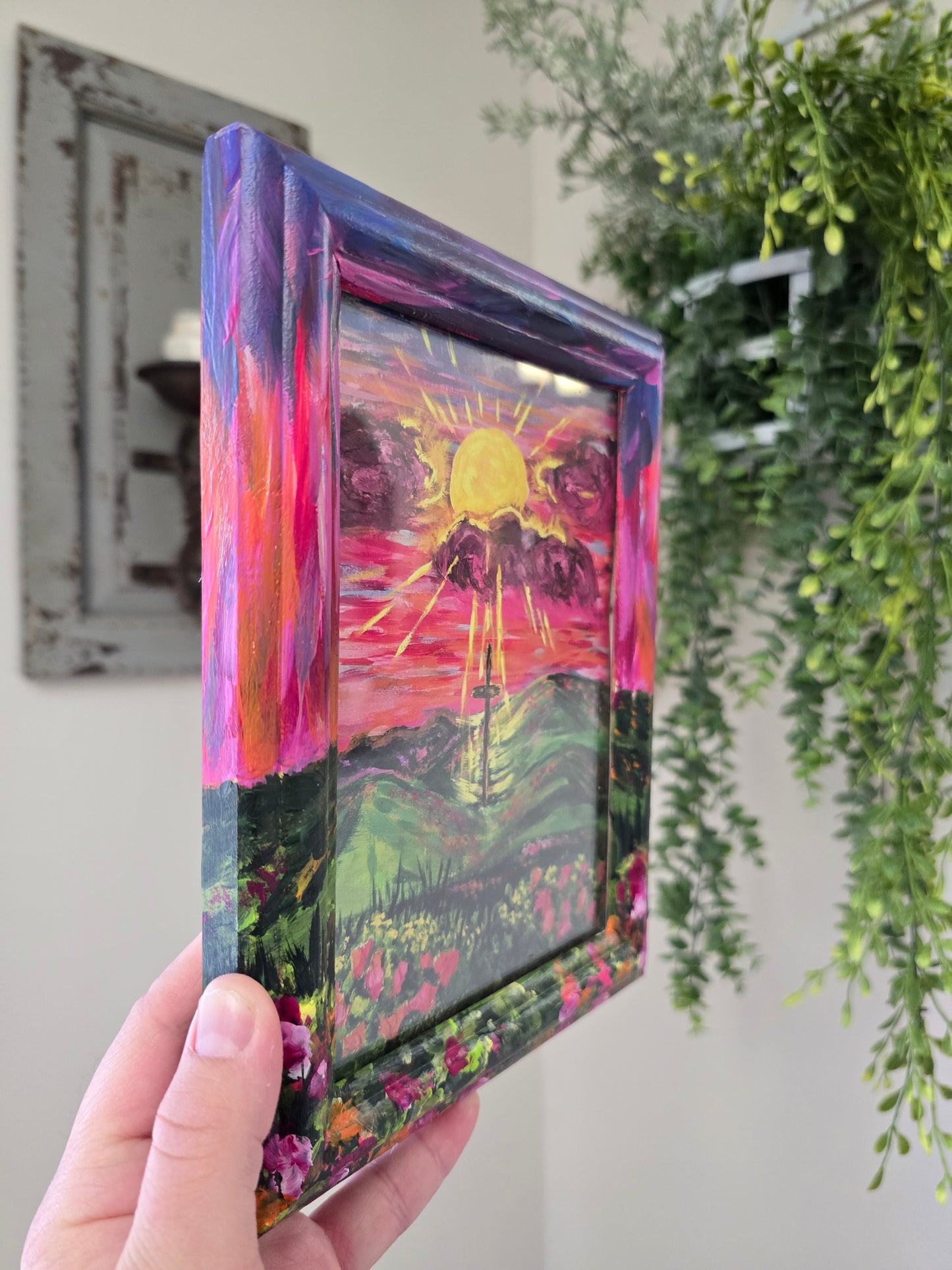 The Light Will Prevail. Print Inside Original Hand Painted Wooden Frame.