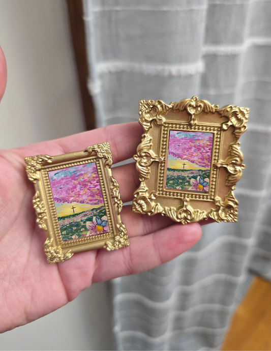 Mini Golden Painted Framed, Textured Artwork Magnet. READ DESCRIPTION.