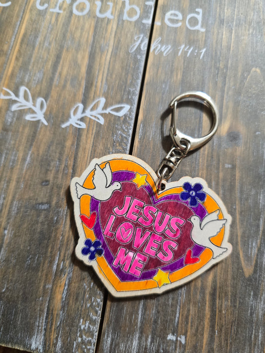 Jesus Loves Me Heart Keychain. Hand Drawn By Brantley.