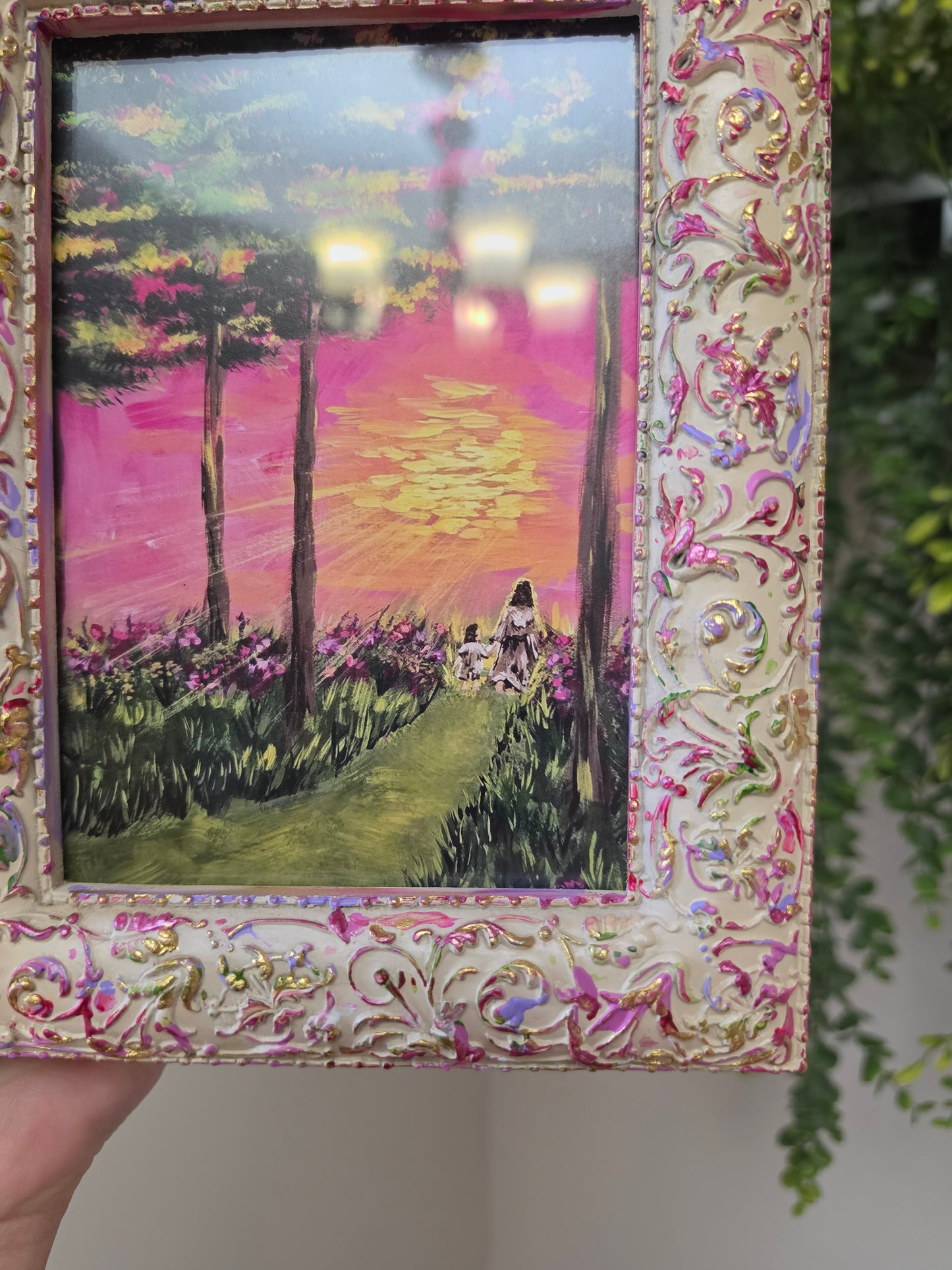 He Will Never Leave You. Print Inside Hand Painted Frame.