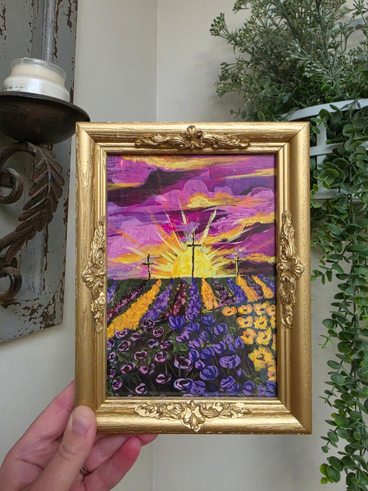 Fields Of Peace. Print Inside Handmade Wooden Frame.
