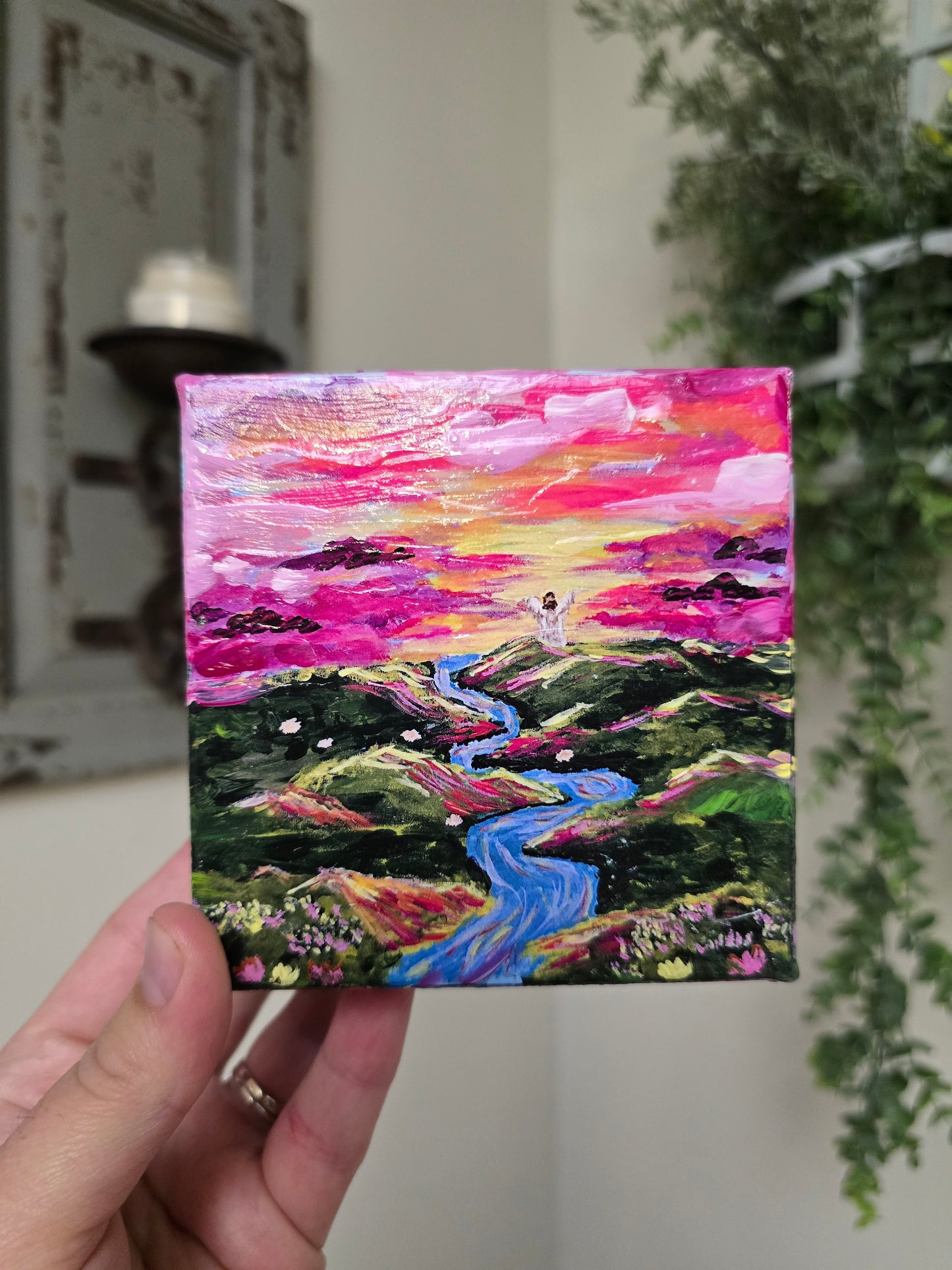 Living Waters. Wrapped Canvas Mini Textured  Art Print.