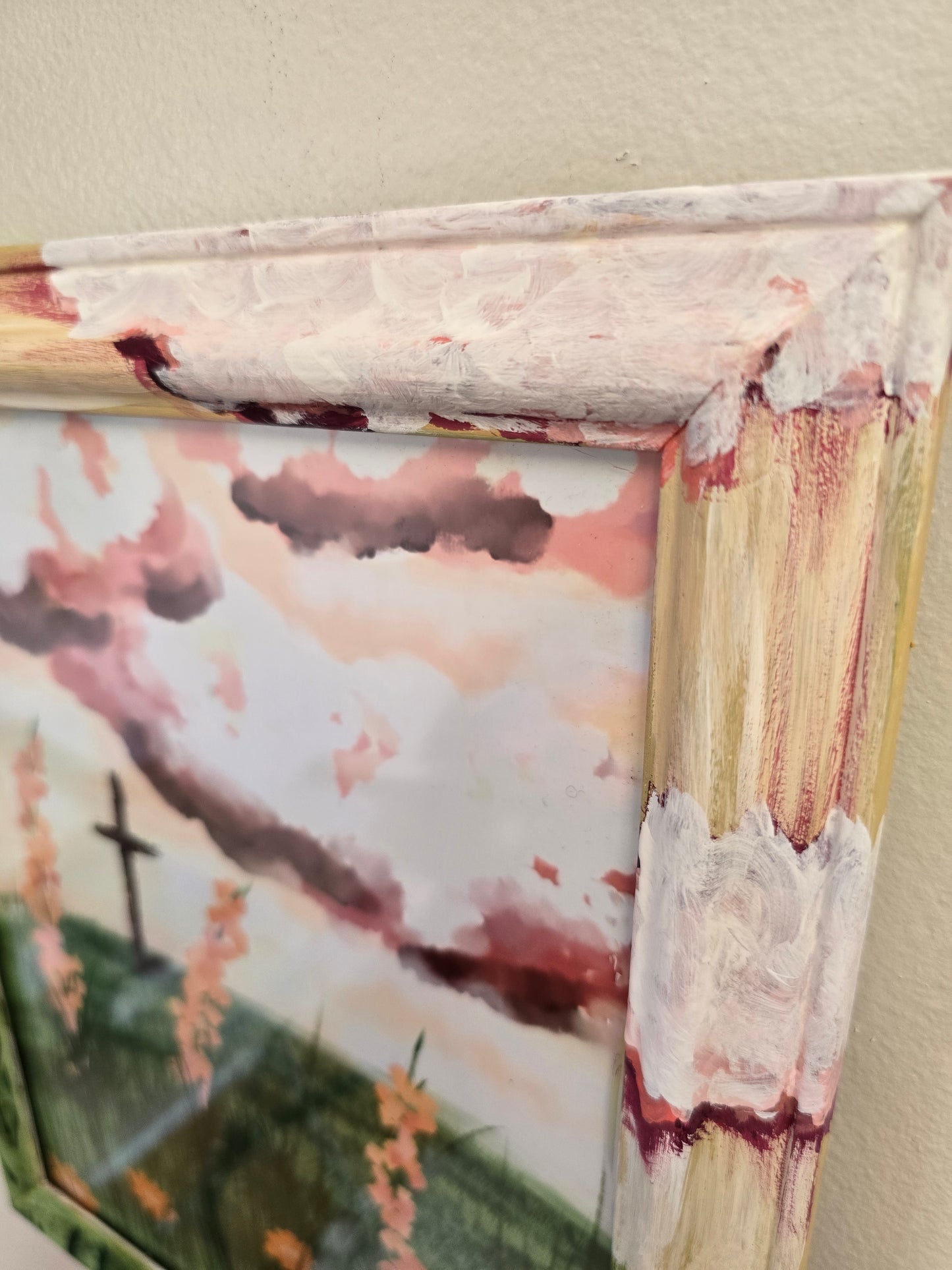 Consider How The Wildflowers Grow. Print In Painted Wooden Frame.