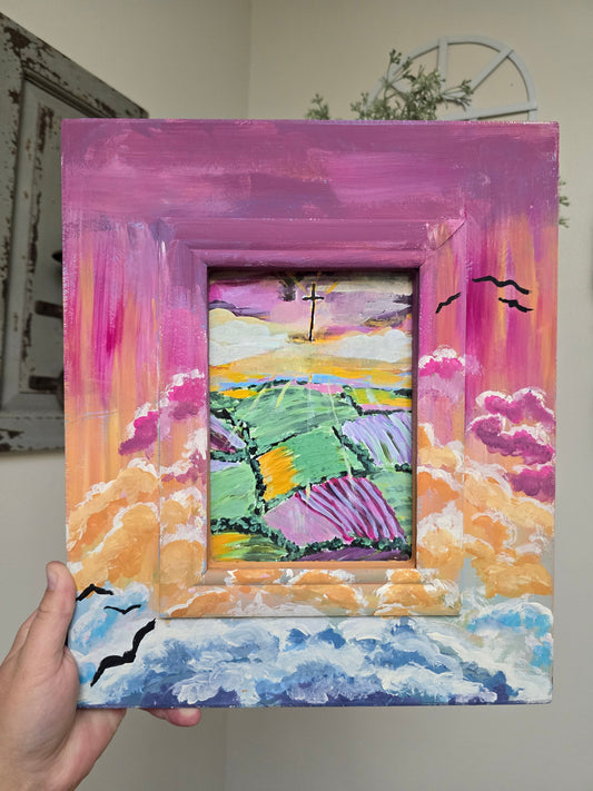 11x13in. Arise and Shine. Print Inside Orignal Painted Wooden Frame.
