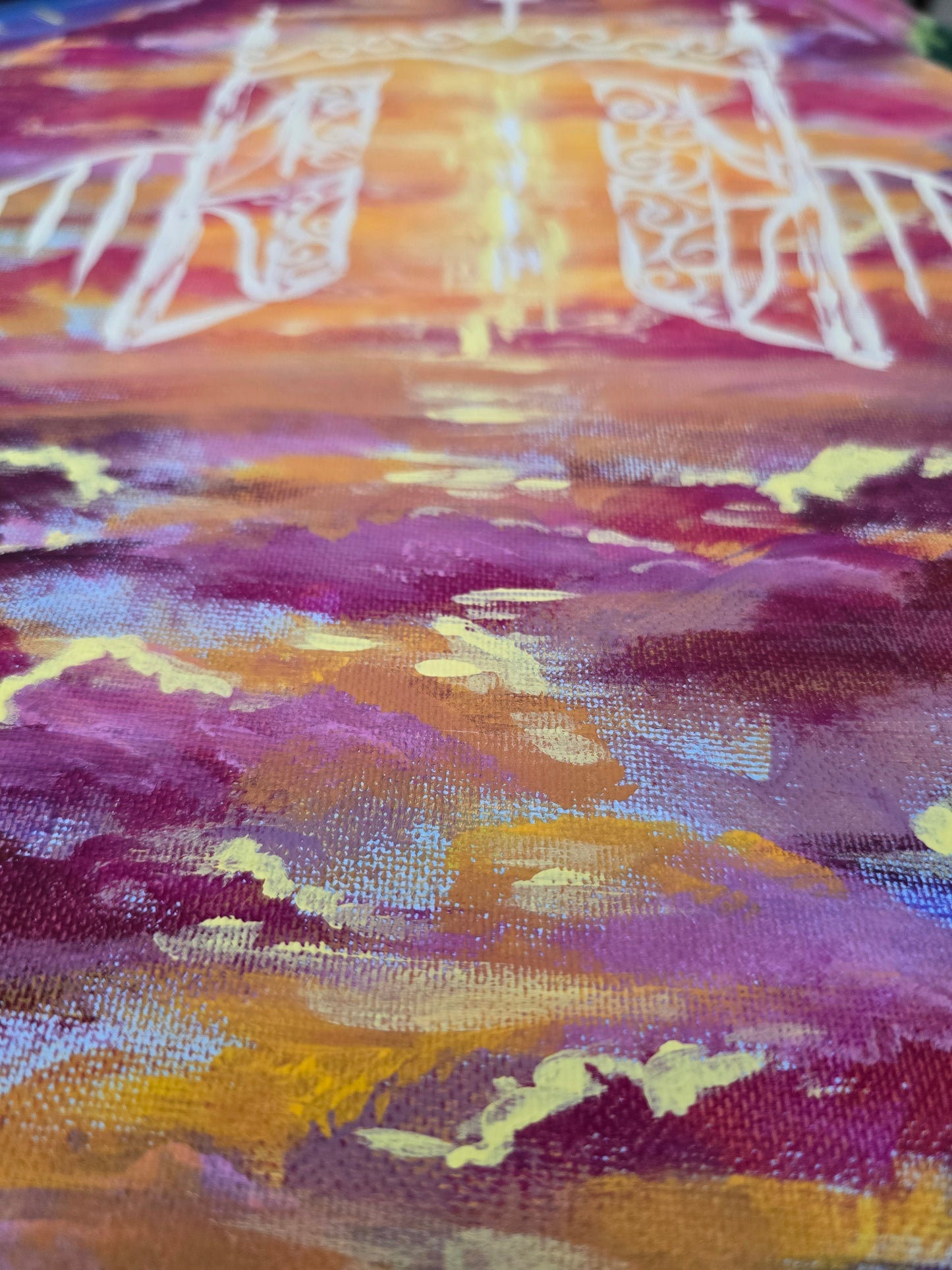 The Gates of Heaven. Original Art. Oval Panel Canvas