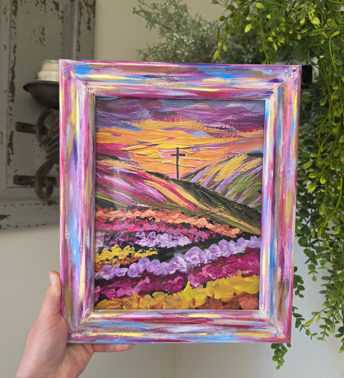 Come Near To God. He Will Come Near To You. Print Inside Hand Painted Frame.