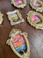 Mini Golden Painted Framed, Textured Artwork Magnet.