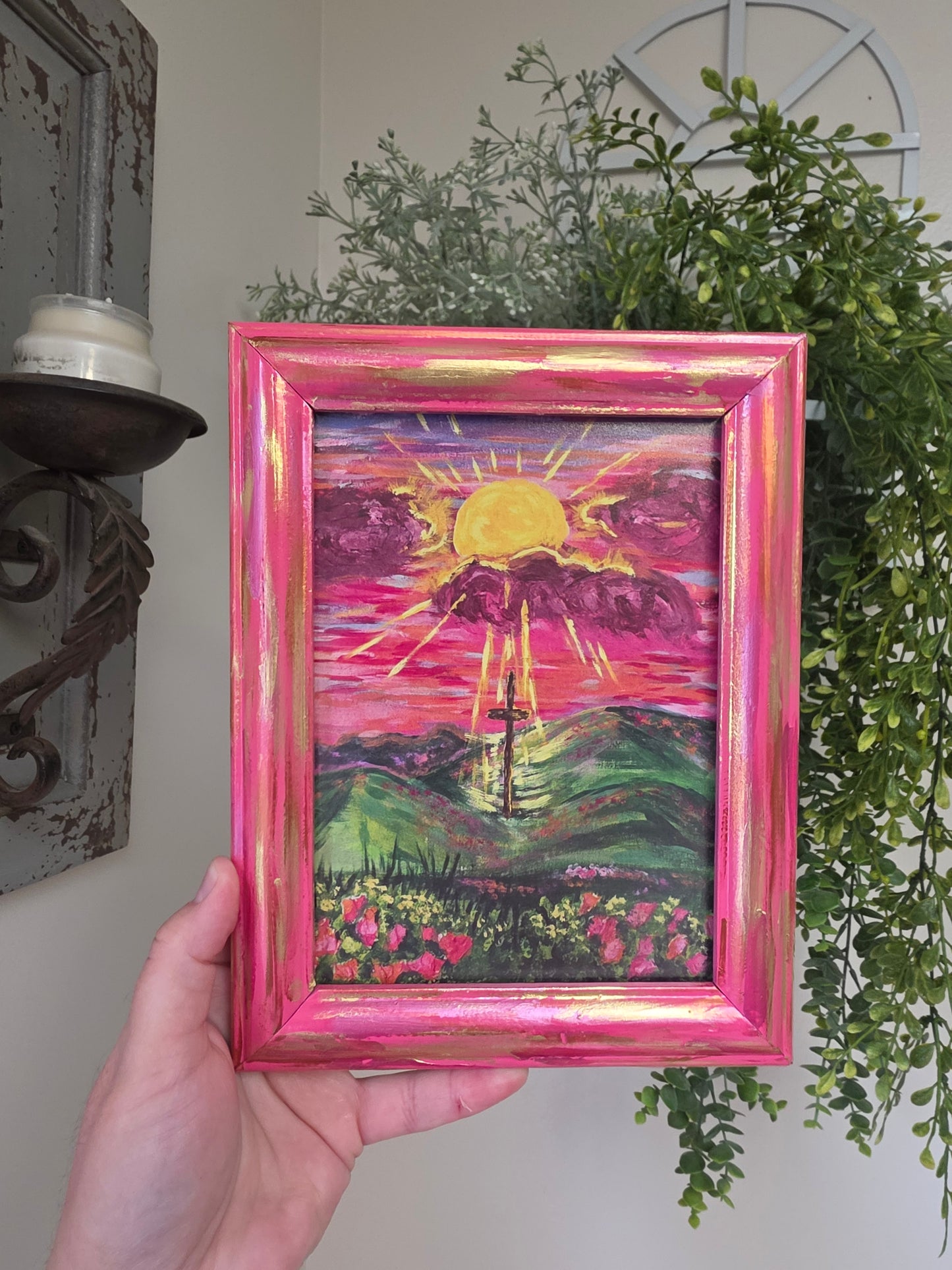 The Light Will Prevail. Print Inside Hand Painted Frame.