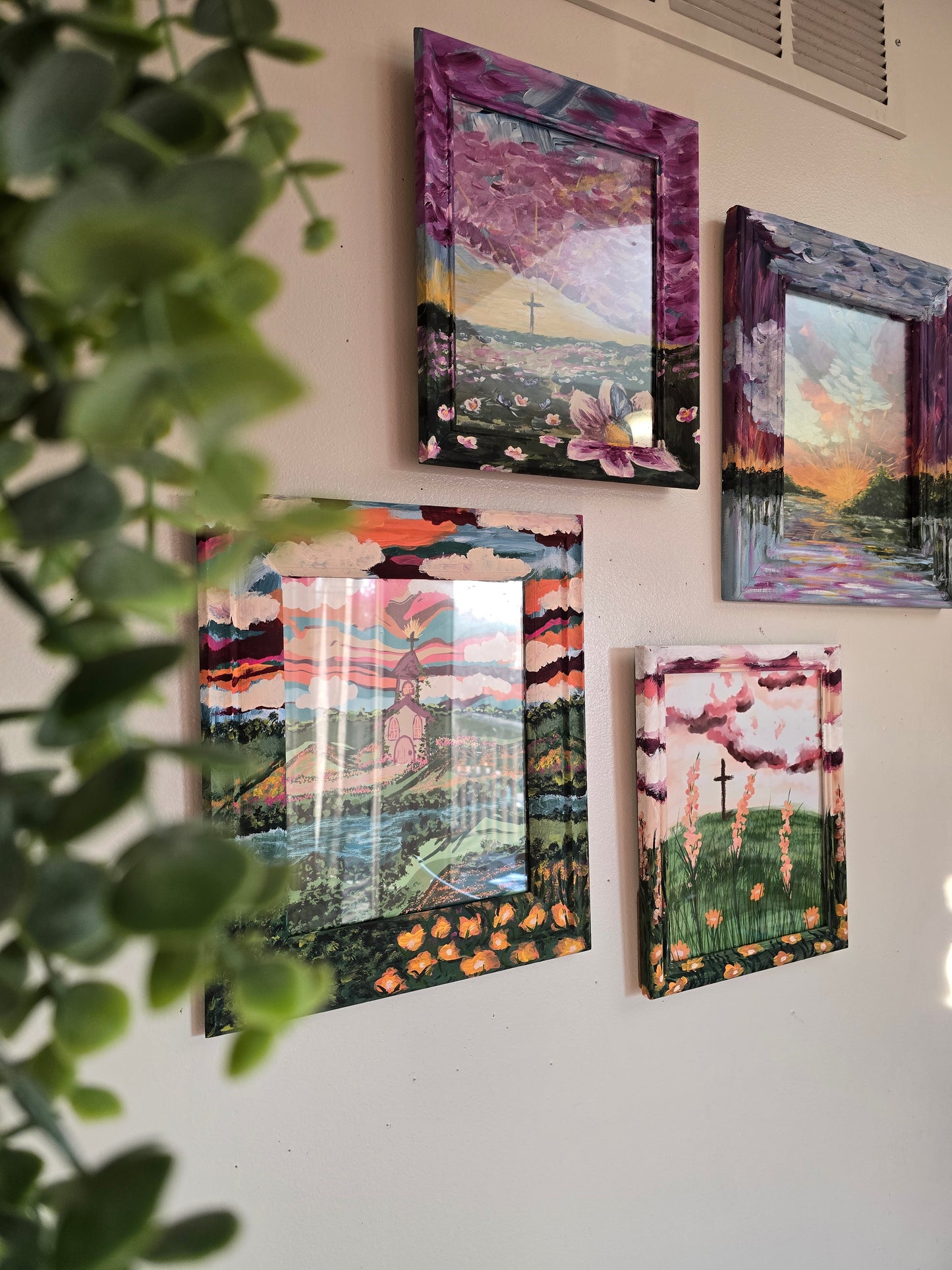 Consider The Wildflowers. Art Print Inside Original Painted Wooden Frame.