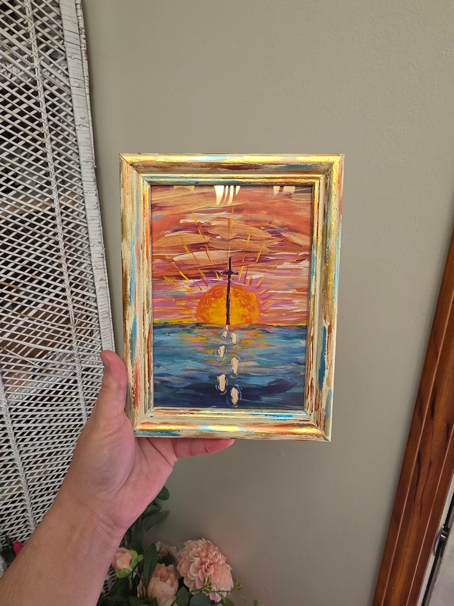 Selfless. Print Inside Hand Painted Frame.