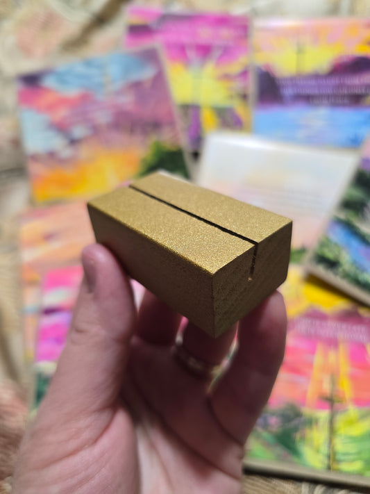 Golden Wooden Stand For Artwork Bible Verse Cards