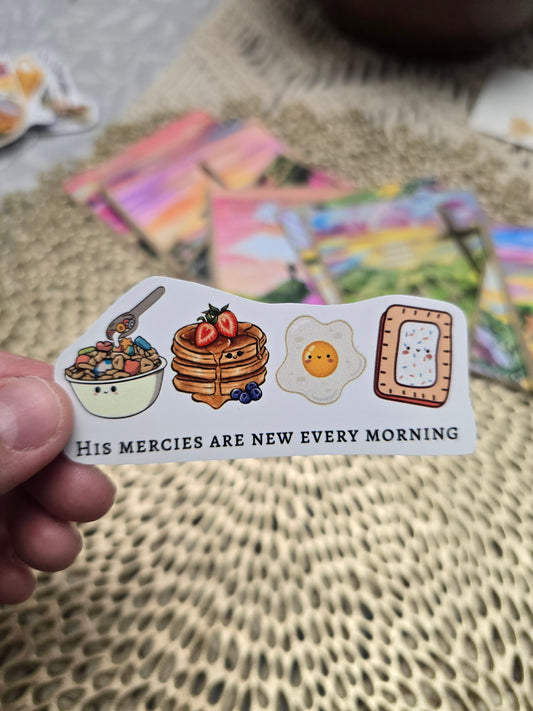 His Mercies Are New Every Morning. Artwork Vinyl Waterproof Sticker.