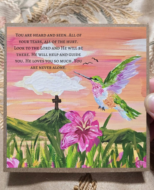 Christian Encouragment Artwork Card. You Are Never Alone.