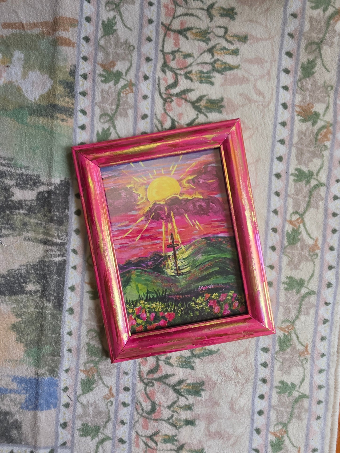 The Light Will Prevail. Print Inside Hand Painted Frame.