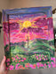 Sunrays Beaming Through The Clouds. Original Artwork. Panel Canvas In Painted Wooden Frame.