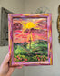 9.5x11.5in Sunrays Beaming Through The Clouds. Print Inside Original Painted Frame.