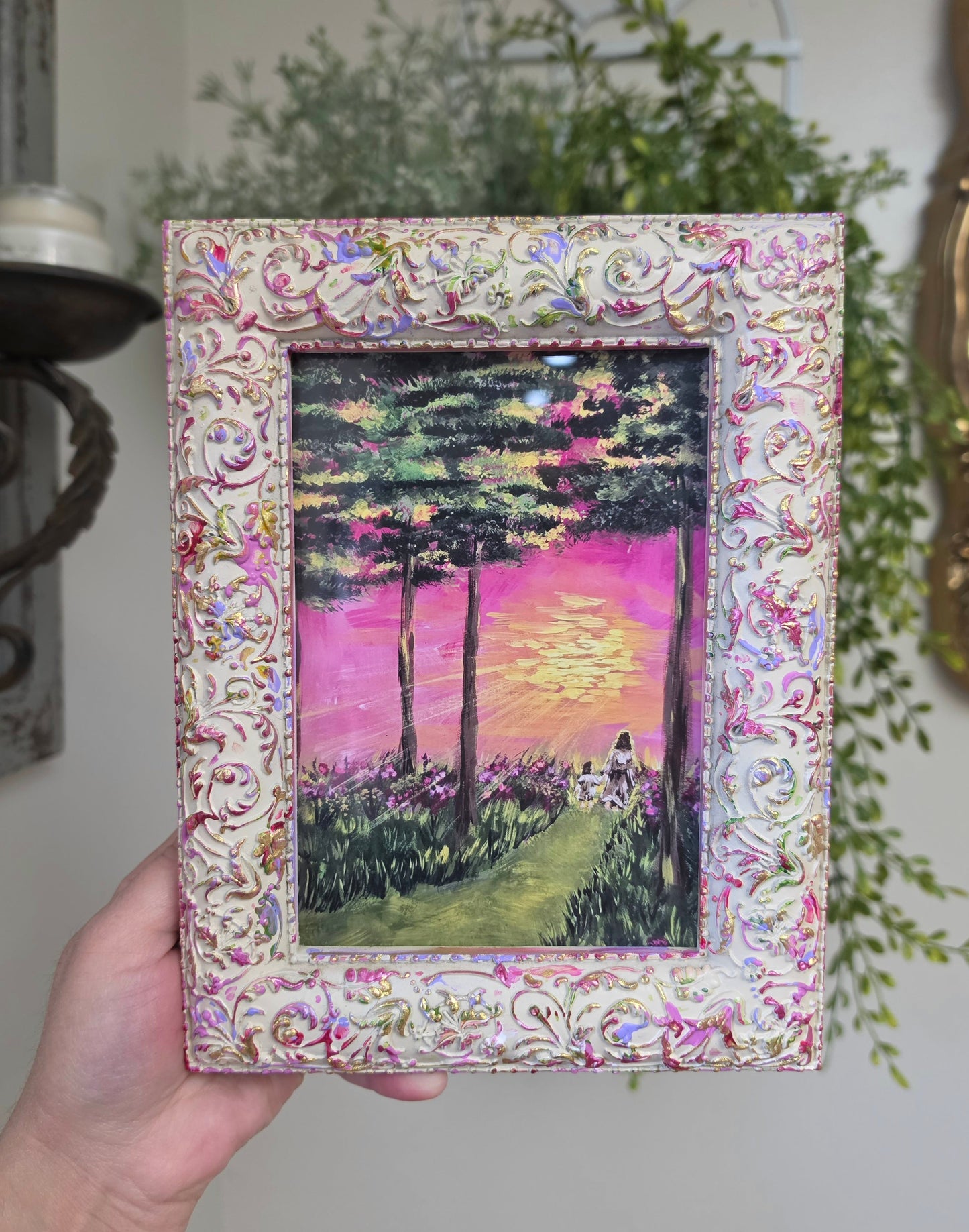 He Will Never Leave You. Print Inside Hand Painted Frame.