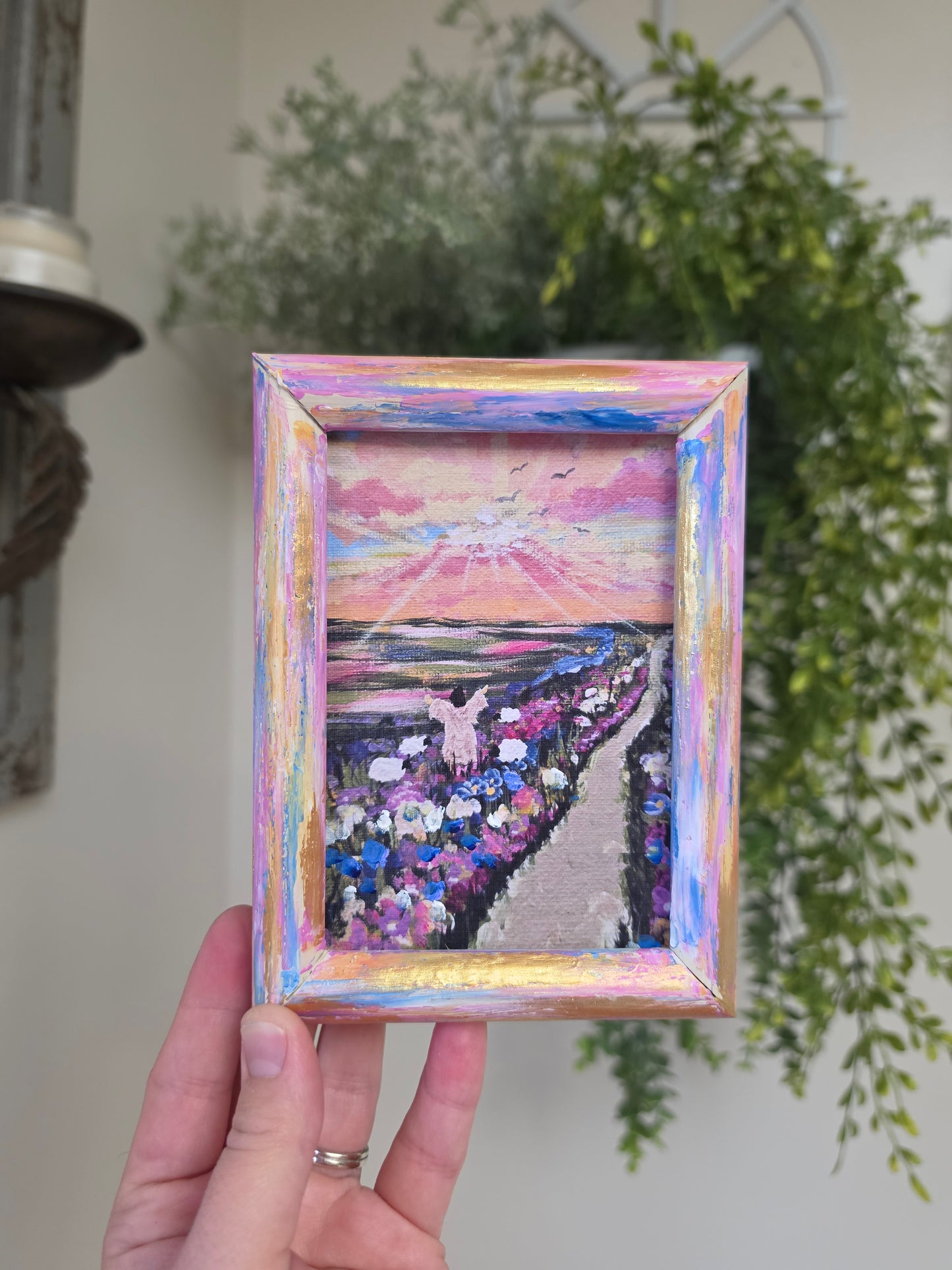 Set Your Mind On Things Above. Print Inside Hand Painted Frame.