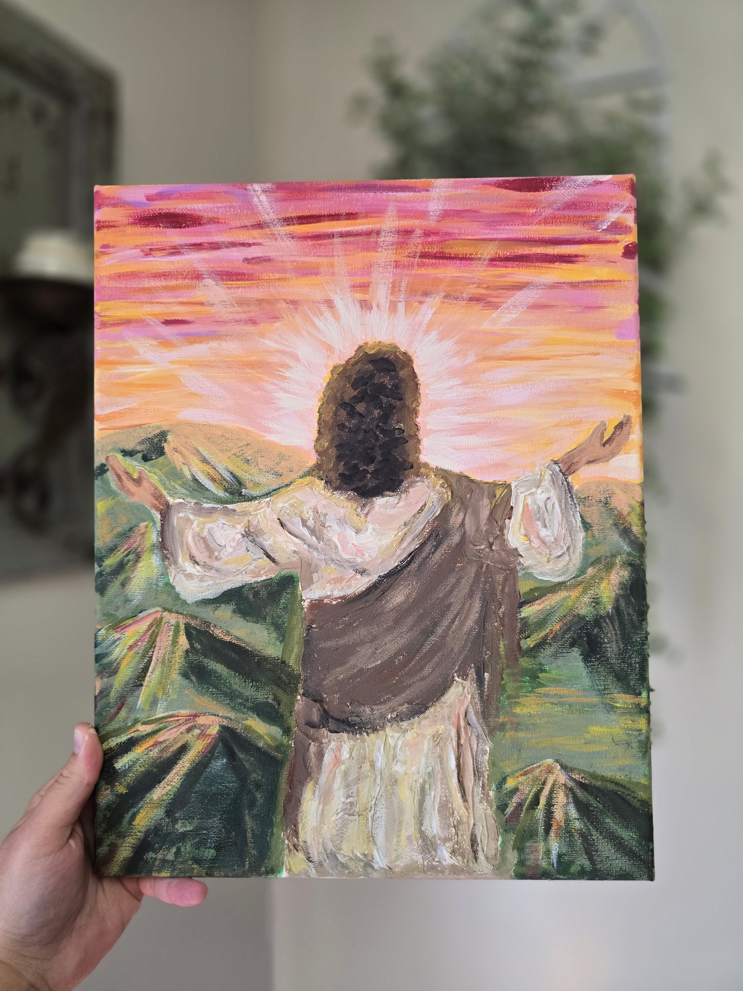 In The Beginning, God Created The Heavens and The Earth. Original Painted Textured Artwork.
