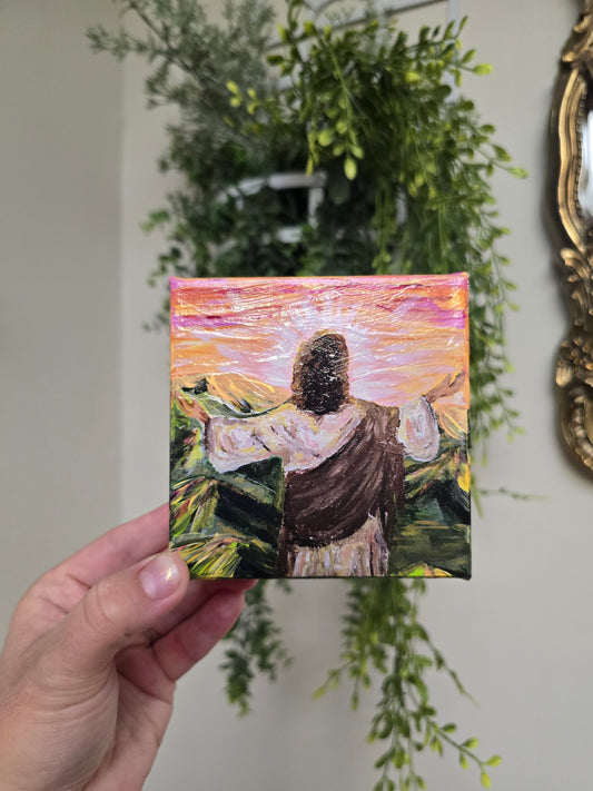 In The Beginning, God Created The Heavens and The Earth. Wrapped Canvas Mini Textured Art Print.
