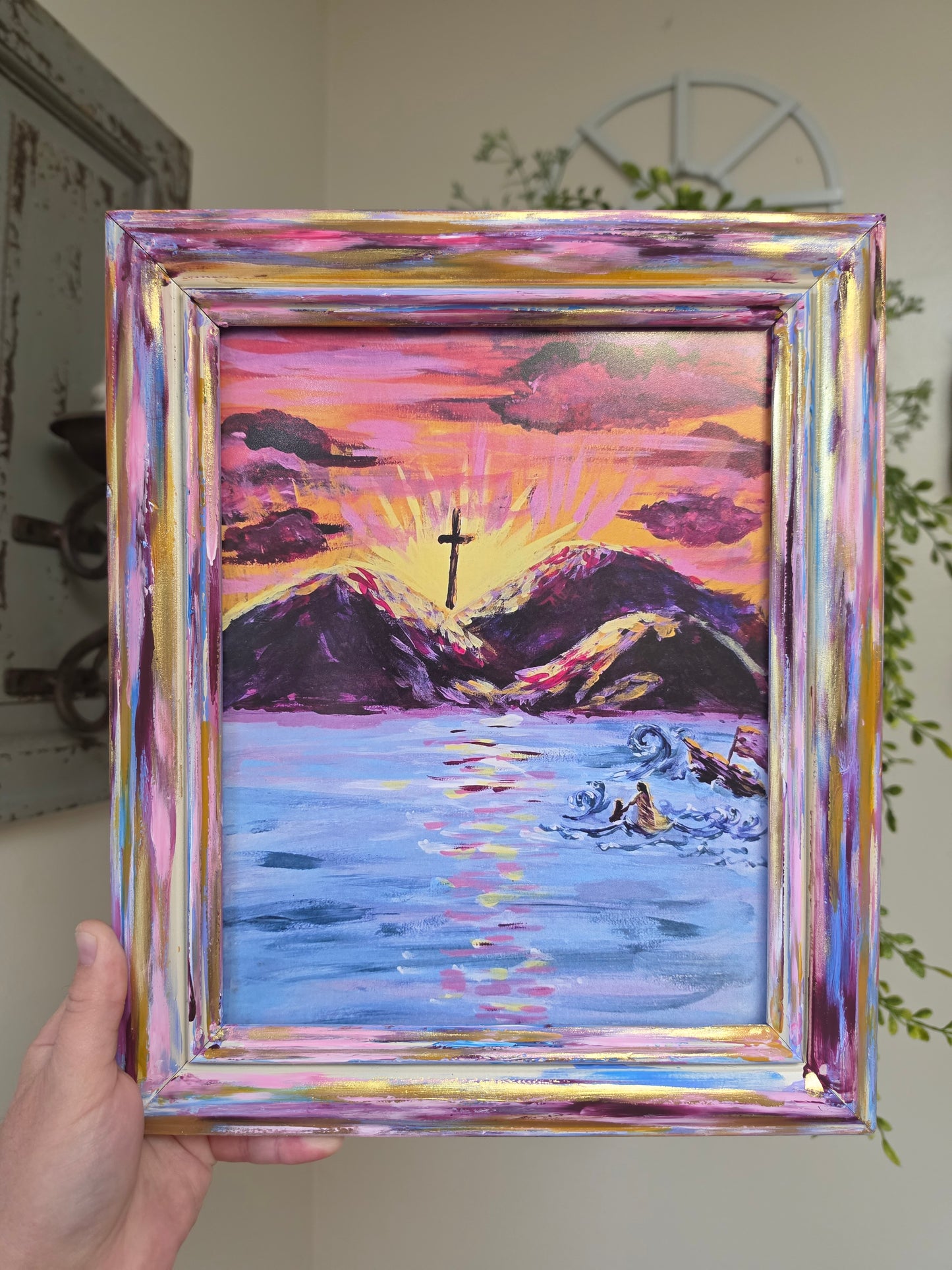 Don't Be Afraid. Print Inside Hand Painted Frame.