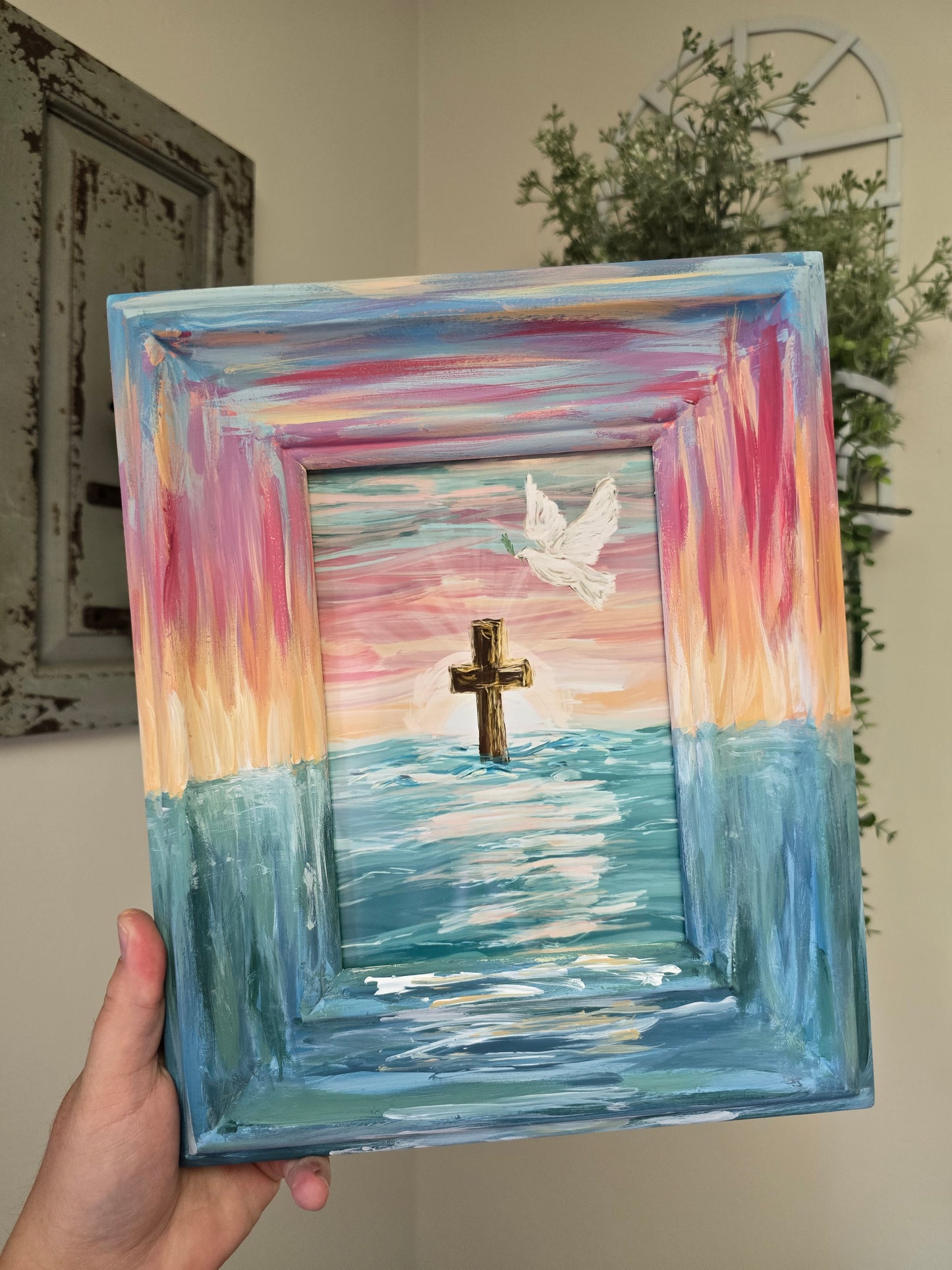 New Beginnings. Print In Painted Wooden Frame.