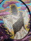 13x14in Jesus Is Coming In The Clouds. Original Painted Art. Canvas Inside Wooden Frame.
