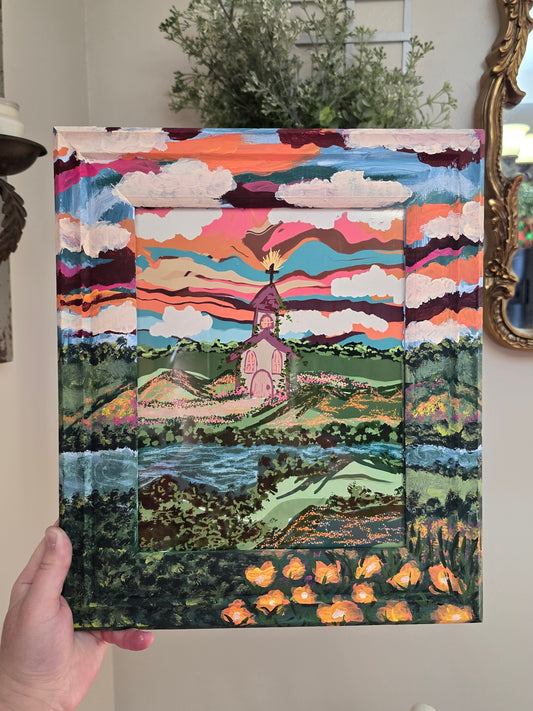 River of Blessings. Art Print Inside Original Painted Wooden Frame.