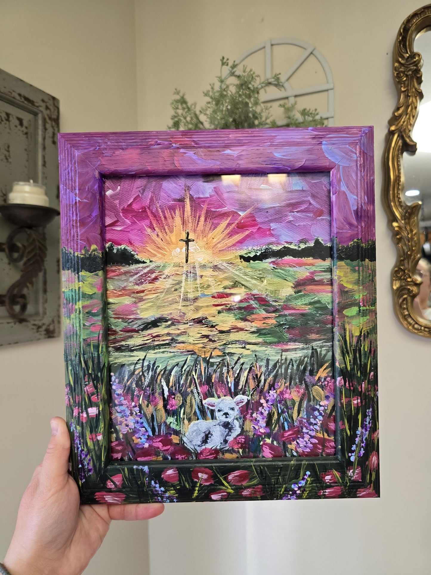 Washed With Pure Water. Print Inside Original Painted Wooden Frame.