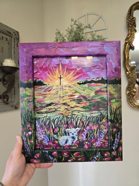 He Left The 99. Print Inside Original Painted Wooden Frame