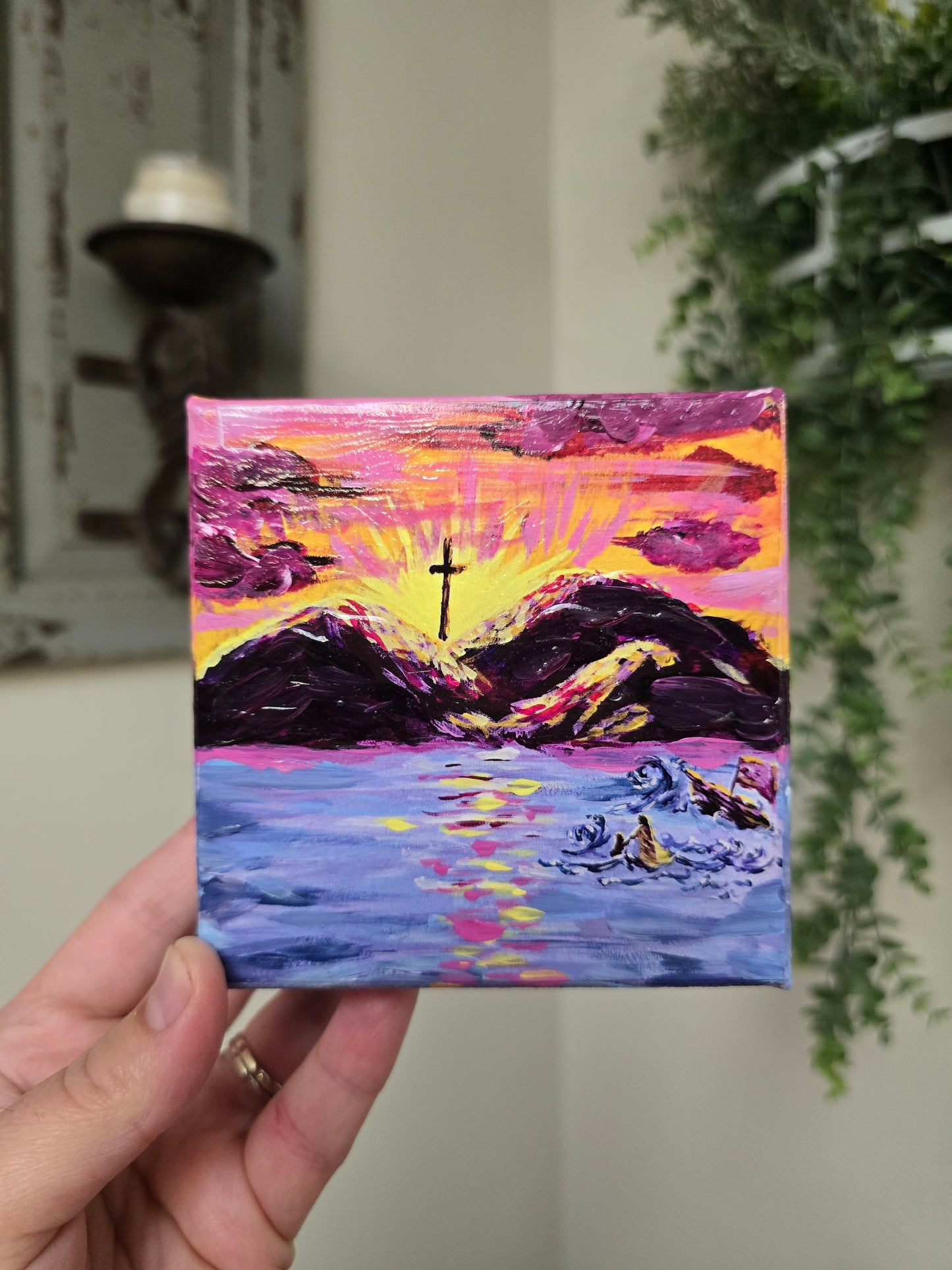 Don't Be Afraid. Wrapped Canvas Mini Textured  Art Print.
