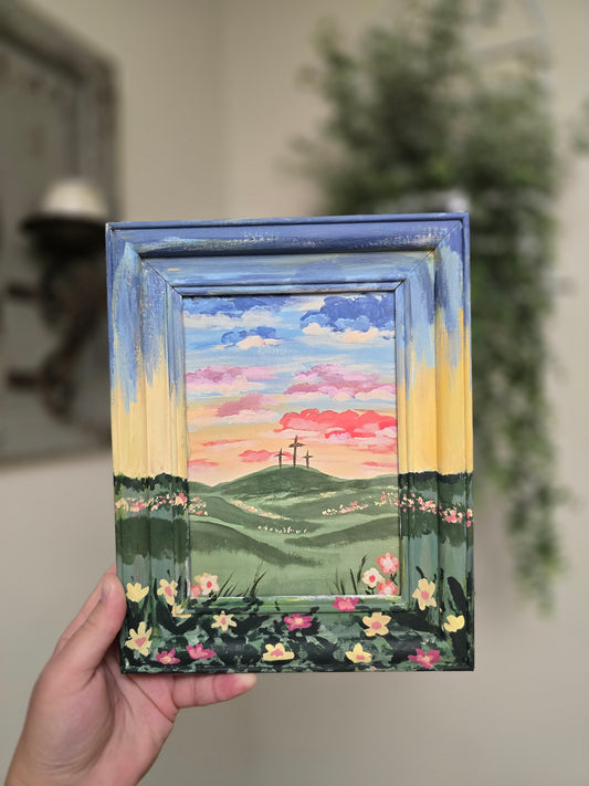 From Sunrise to Sunset The Name of the Lord is to be Praised. Print Inside Painted Frame.