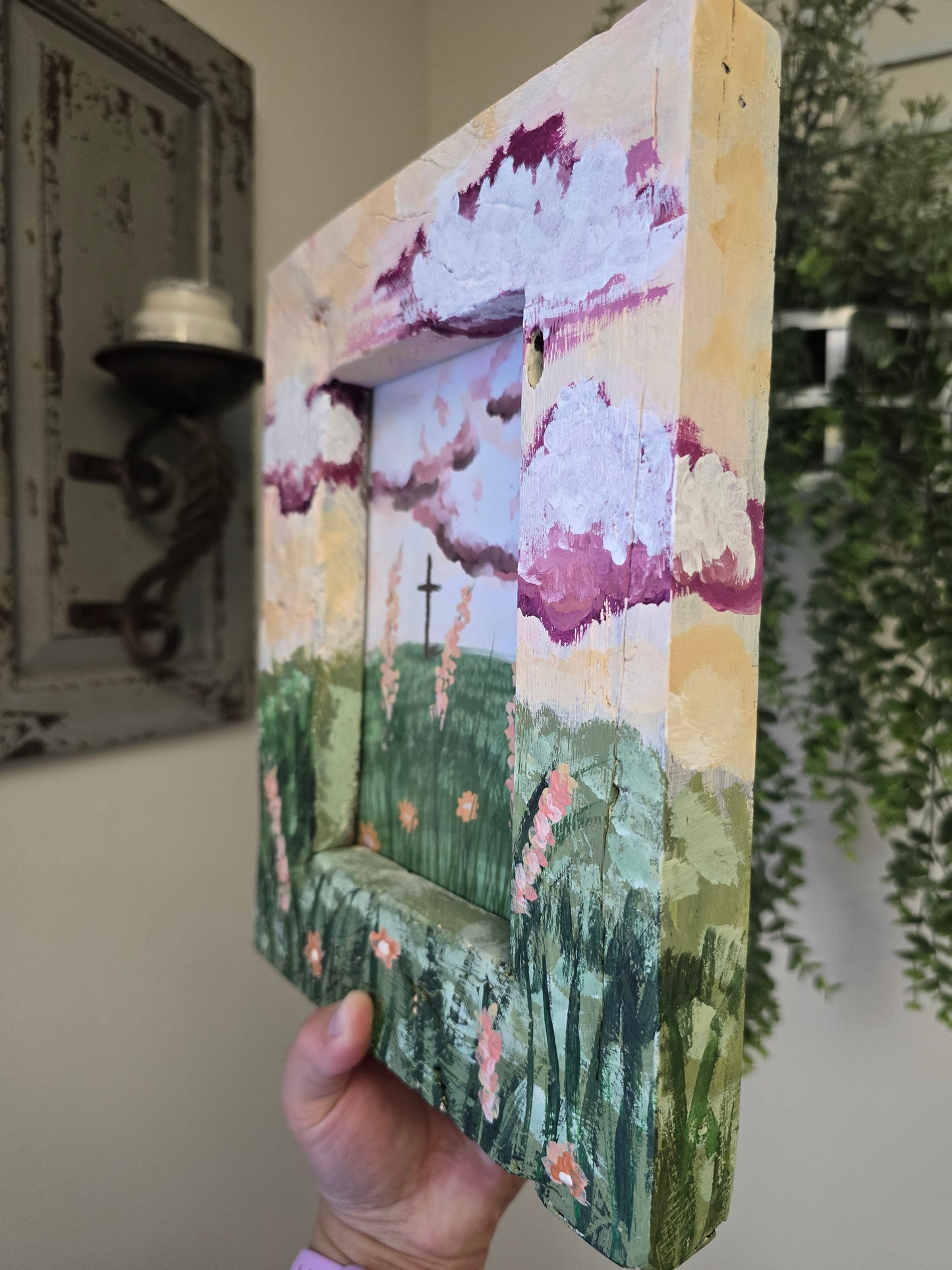 Consider The Wildflowers. Print Inside Original Painted Frame.