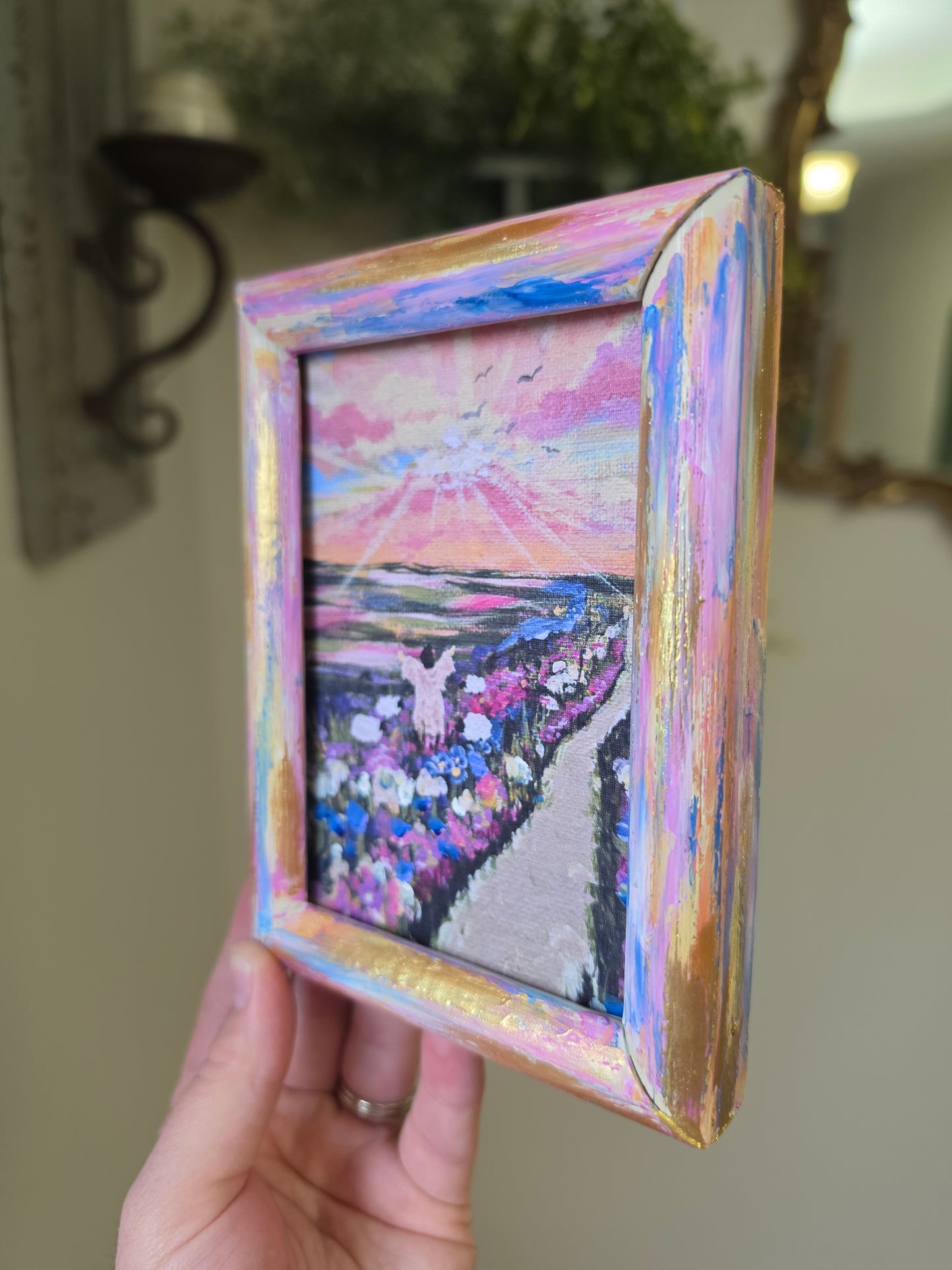 Set Your Mind On Things Above. Print Inside Hand Painted Frame.