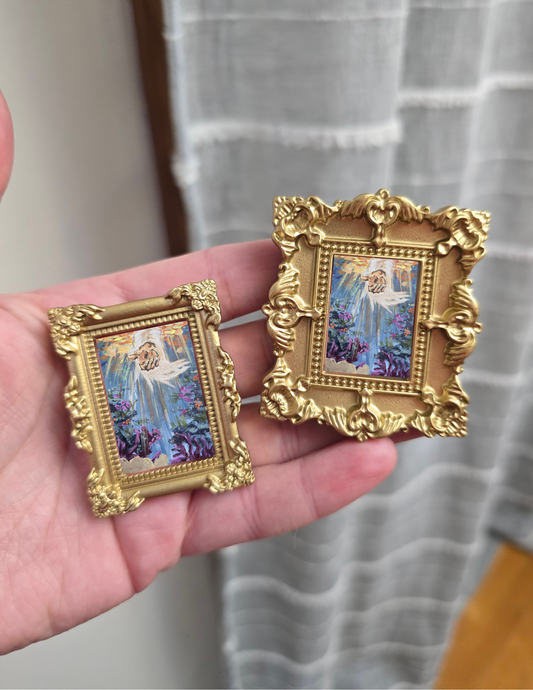 Mini Golden Painted Framed, Textured Artwork Magnet. READ DESCRIPTION.
