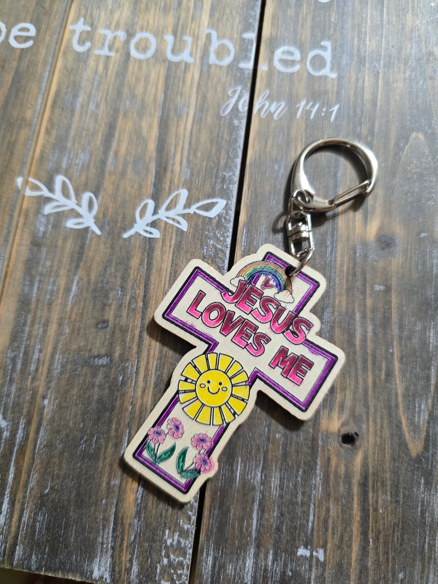Jesus Loves Me Keychain. Hand Drawn By Brantley.