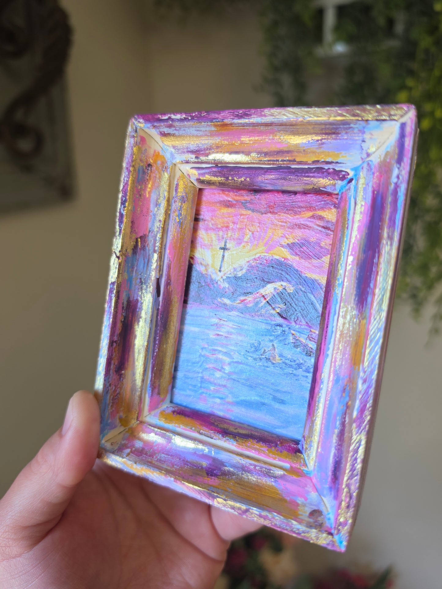 Don't Be Afraid. Art Print Inside Mini Painted Wooden Frame.