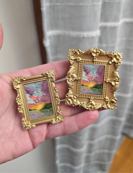 Mini Golden Painted Framed, Textured Artwork Magnet. READ DESCRIPTION.