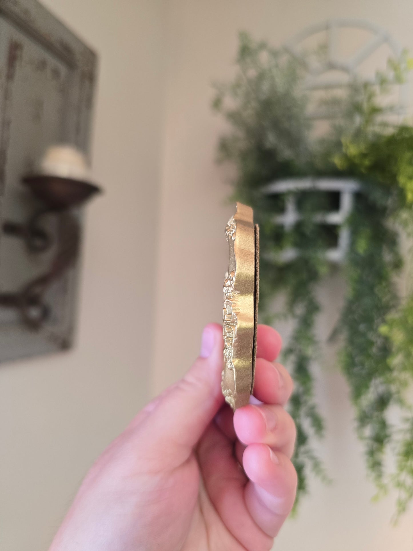 Mini Golden Painted Framed, Textured Artwork Magnet.