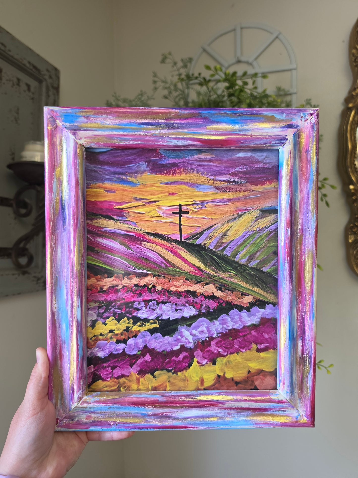 Come Near To God. He Will Come Near To You. Print Inside Hand Painted Frame.