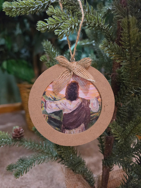 In The Beginning, God Created The Heavens and The Earth. Artwork Ornament.