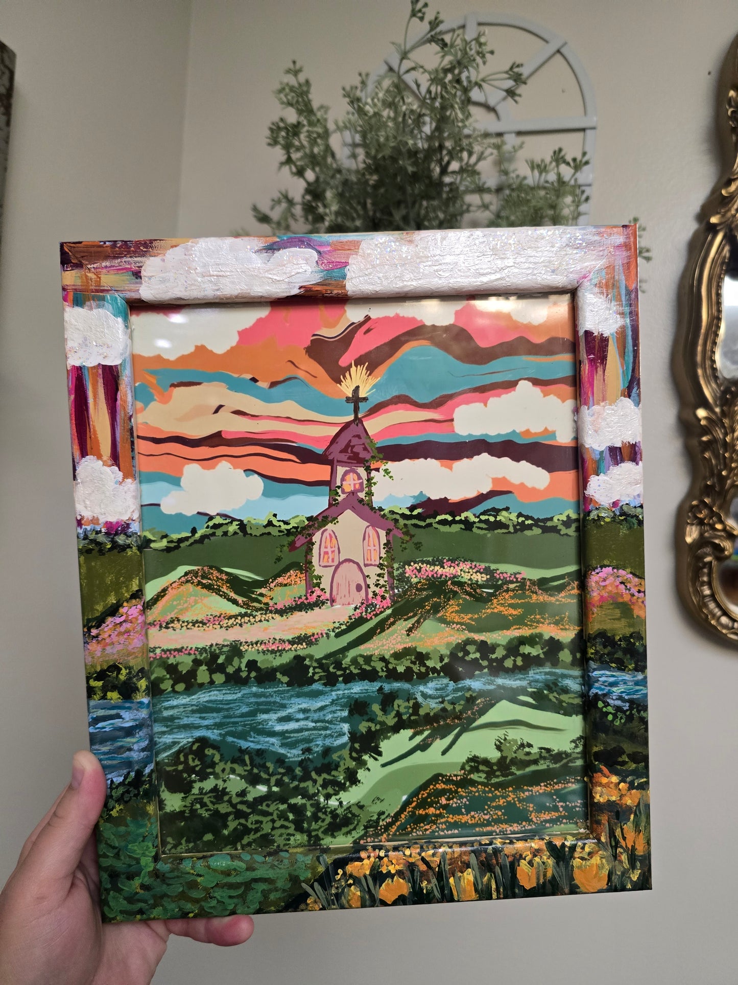 9.5x11.5in River Of Blessings. Print Inside Original Painted Frame.