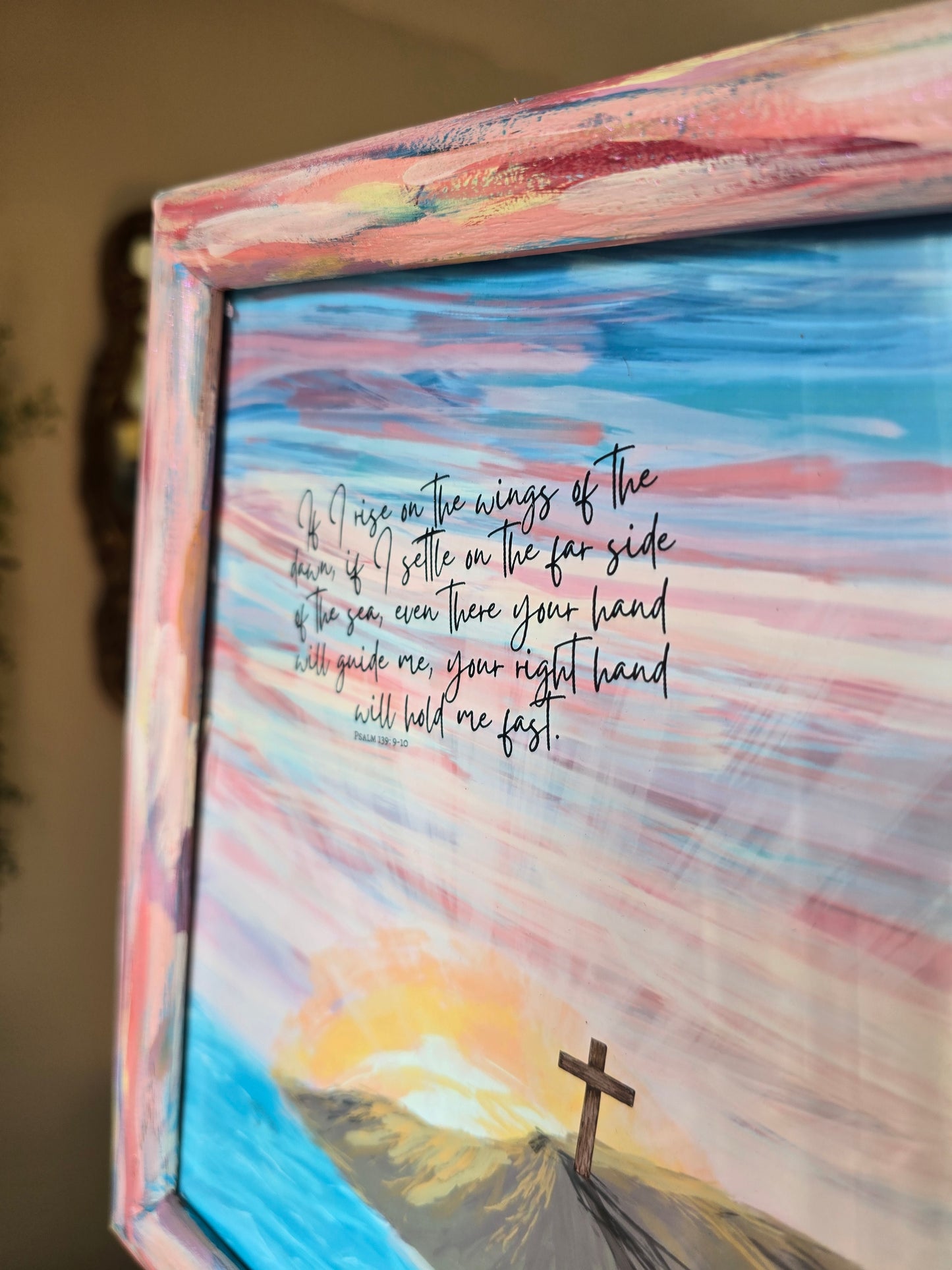 Your Hand Will Guide Me. Print In Painted Wooden Frame.