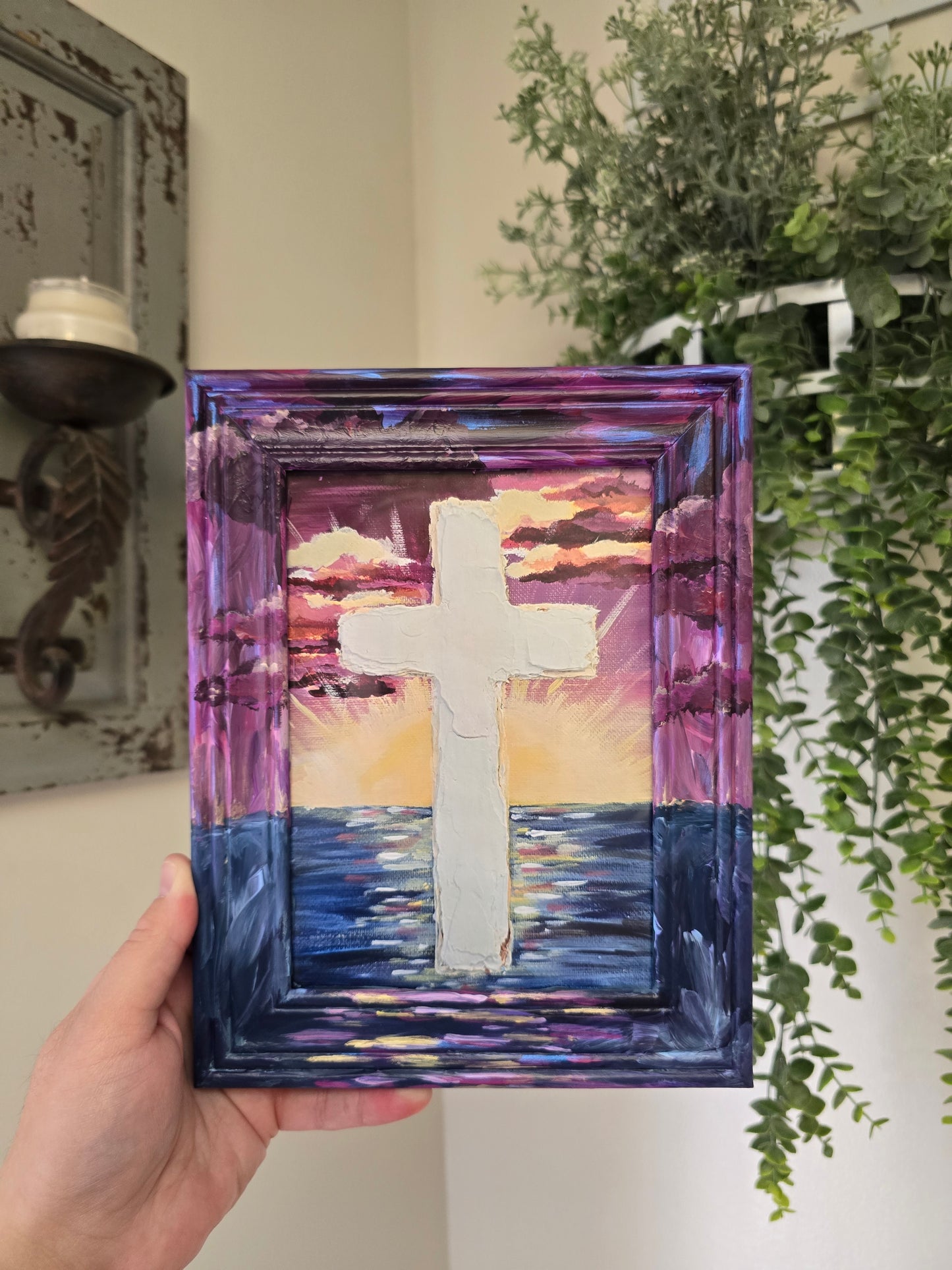 Washed With Pure Water. Print Inside Original Painted Wooden Frame.