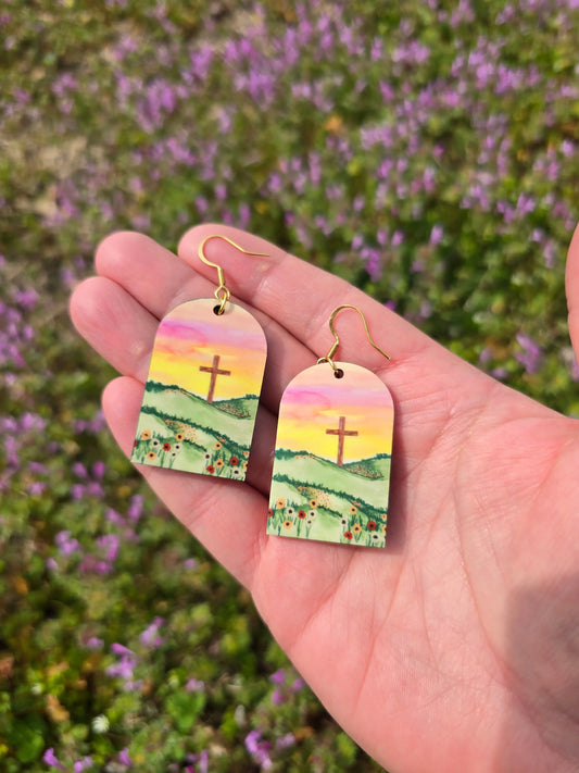 Flower Fields. Artwork Earrings. Honey Bee Mine