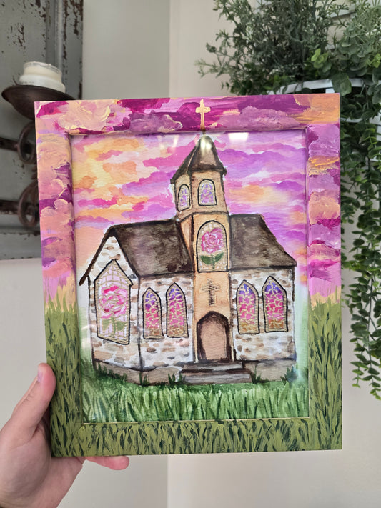 9.5x11.5in But Thanks Be To God. Print Inside Original Painted Frame.